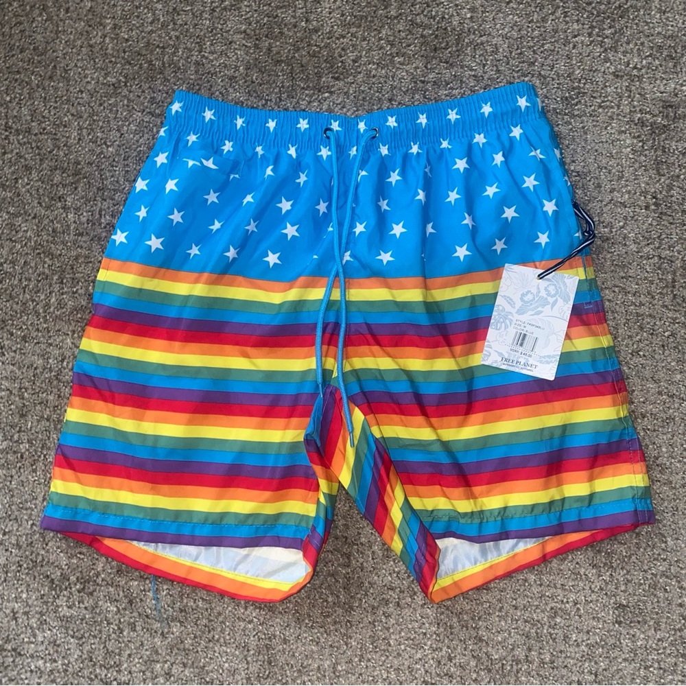 NWT Rainbow Men’s Swim Trunks